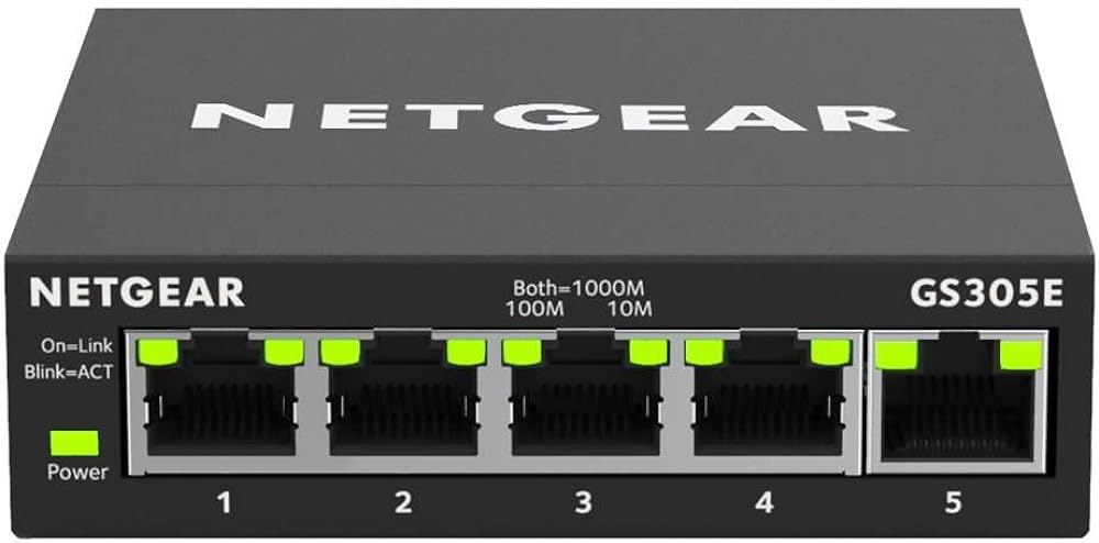 Netgear 5-port Gigabit Ethernet Smart Managed Plus switch for SMB metal case desktop fanless