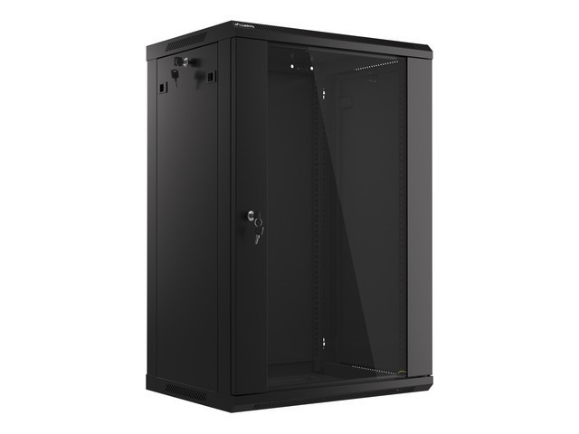 Lanberg rack cabinet 19&quot; wall-mount 18U/600*450 (flat pack) with  glass door black V2