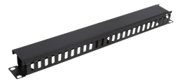 19&quot; 1U cable handler, metal, finger channel and feeder, black