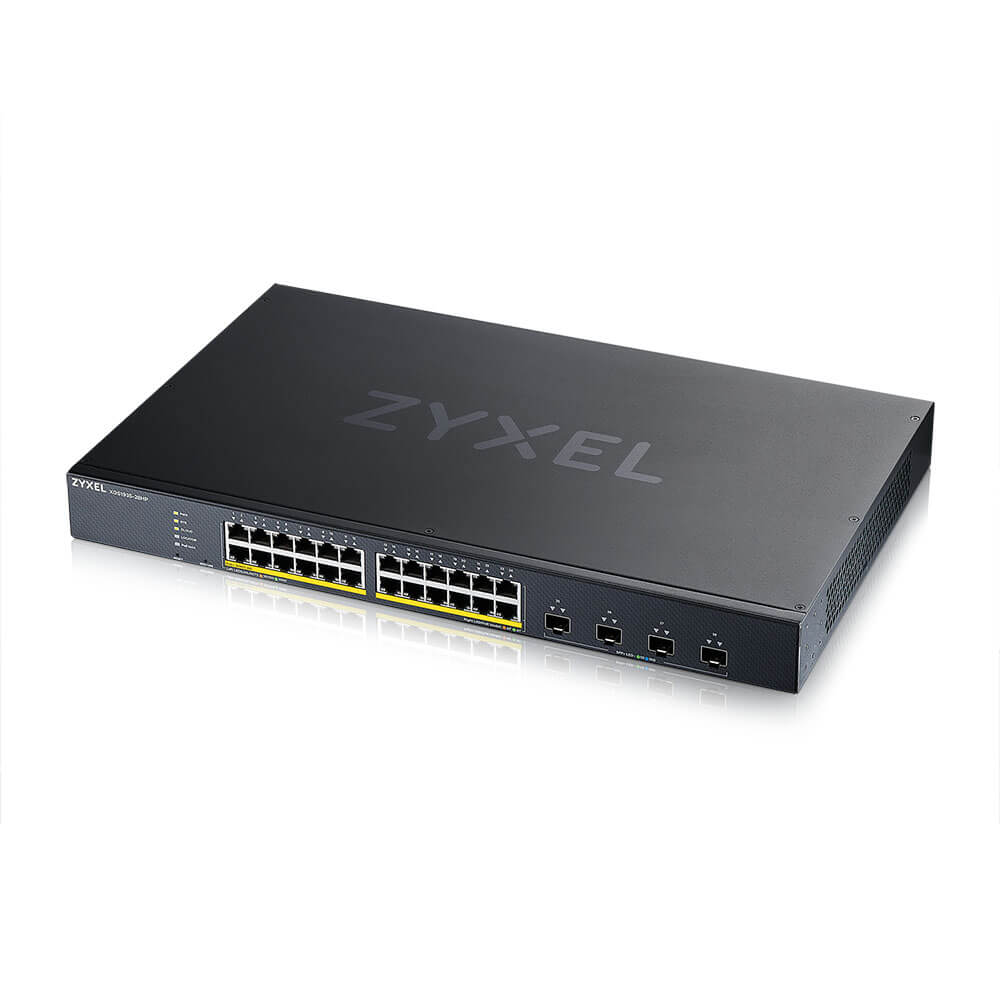 ZyXEL XGS1935-28HP, 28 port smart managed PoE switch, 24* Gigabit Copper &amp; 4*10G SFP+, hybrid mode, standalone or Nebulaflex cloud, 375W PoE