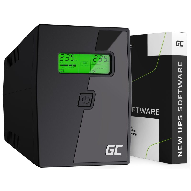 Green Cell line-interactive UPS 800VA/480W with LCD display, 2*Schuko sockets