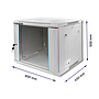 Qoltec 19" wall-mount rack cabinet 9U 600*500*450, with glass door, gray