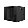 Lanberg 19" wall-mount double-section rack cabinet, 9U/600*600 with glass door (flat pack), black
